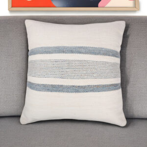 20" Blue and White Striped Throw Pillow