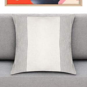 22" Gray and Ivory Striped Cotton Throw Pillow