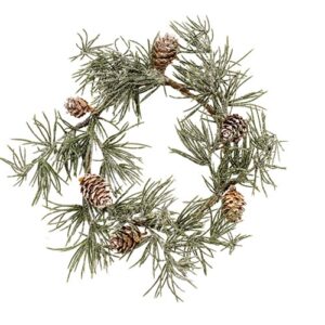 Iced Weeping Pine Candle Ring, 4"