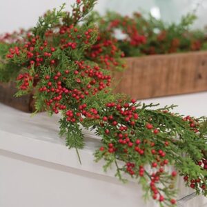 Merry Red Berries & Cedar Garland, 5ft