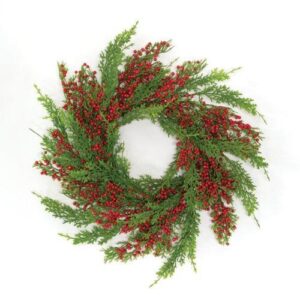 Merry Red Berries & Cedar Candle Ring, 6.5"