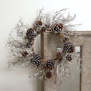 Snow Fallen Twig & Pinecone Wreath, 24"