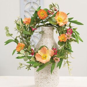 Peach Poppy & Wildflower Candle Ring - 6.5"