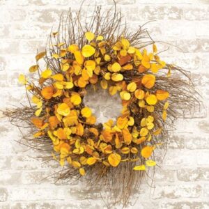 Penny Leaf Wreath, 26", Mustard