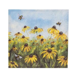 Black-Eyed Susan & Bees Canvas, 16" Sq.