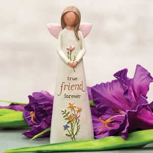 True Friend Forever Resin Angel w/Flowers