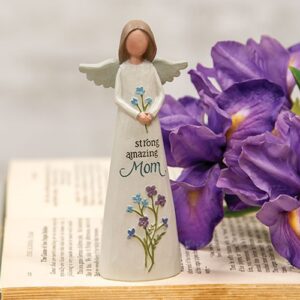 Strong Amazing Mom Resin Angel w/Flowers
