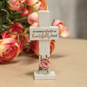 A Life So Beautifully Lived Resin Cross w/Rose