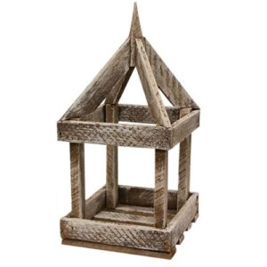 Whitewashed Lath Open Air Lantern, 16"