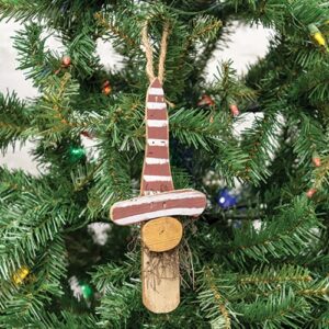 Lath Candy Cane Gnome Ornament