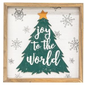 Joy to the World Christmas Tree Framed Sign