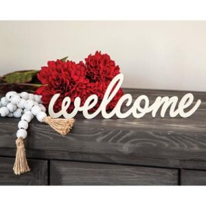 Distressed Wooden Bead Garland w/Jute Tassels