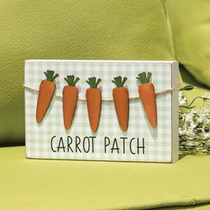 Carrot Patch Green & White Gingham Check Box Sign