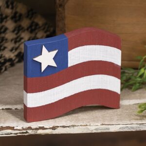 Wooden Flag w/Star Sitter