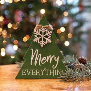 Merry Everything Wooden Christmas Tree Sitter