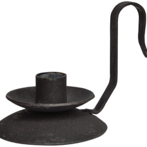Distressed Black Iron Taper Holder w/Hook Handle