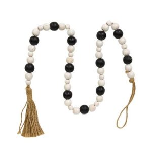 Black & White Wooden Bead Garland, 32.5"L