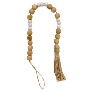 Natural & White Wooden Bead Garland, 19"L