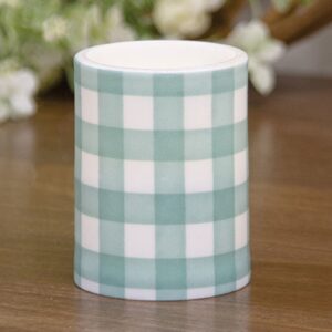 Green & White Gingham Check Timer Pillar, 3"x4"