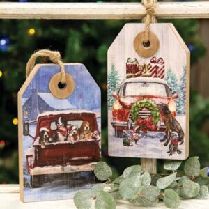 Winter Truck Scene Wooden Tag