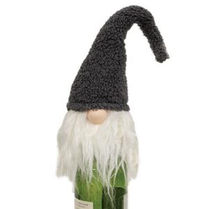 Plush Gray Hat Santa Gnome Bottle Topper