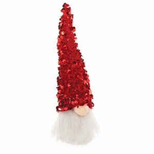Red Sequin Santa Gnome, 8"H
