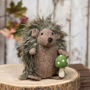 Plush Hedgehog w/Felted Mushroom