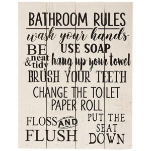 Bathroom Rules Pallet Sign, 9" x 12"