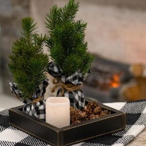 Distressed Black Wooden Square Candle Box