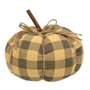 Stuffed Gray Buffalo Check Pumpkin, 6" x 5.5"