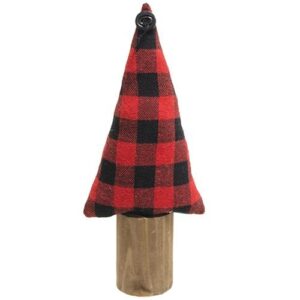 Buffalo Check Christmas Tree on Stump, 13"
