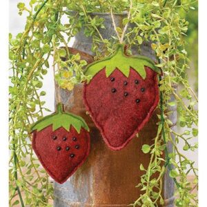 Beaded Felt Strawberry Ornament - 5"