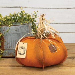 Orange Burlap Patches Pumpkin, 15"