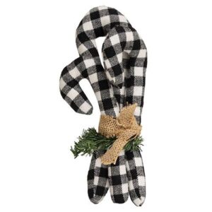 3/Set, Black & White Check Stuffed Candy Canes, 9"