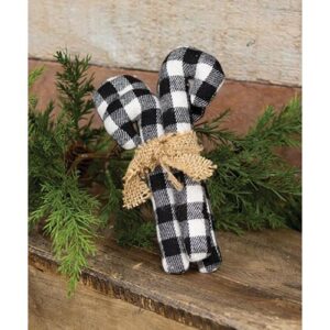 4/Set, Black & White Check Stuffed Candy Canes, 5.5"