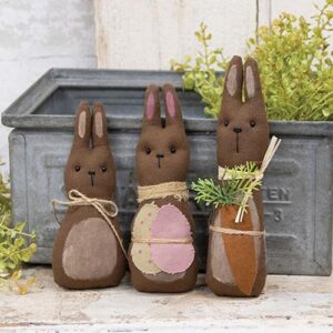 3/Set, Primitive Chocolate Bunny Family