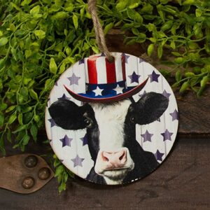 Uncle Sam Hat Cow Round Ornament