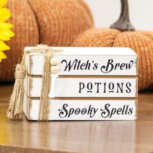 Witch's Brew, Potions, Spooky Spells Mini Wooden Book Stack