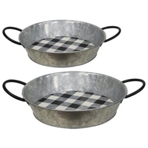 2/Set, Black and White Gingham Check Round Trays