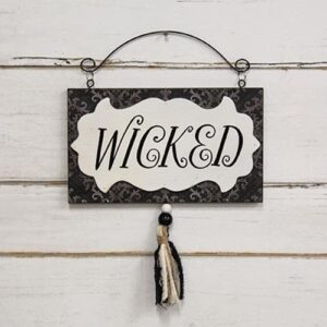 Wicked Damask Wood Hanging Sign