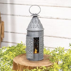 Antiqued Tin Revere Lantern - 9"H