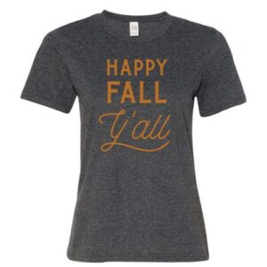 Happy Fall Y'all T-Shirt, Heather Dark Gray, Small