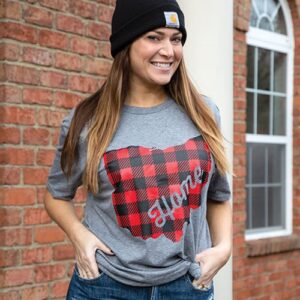 Ohio Buffalo Check T-Shirt, Heather Graphite, XXL