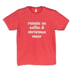 Runnin' On Coffee & Christmas Cheer T-Shirt, Heather Red, XXL