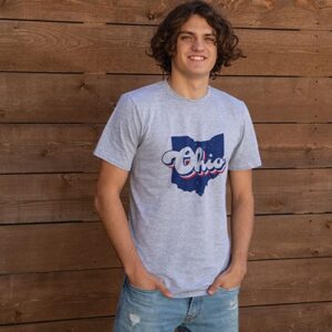 Ohio Red, White, & Blue T-Shirt, Heather Gray, XXL