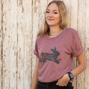 Bunny Floral T-Shirt, Heather Mauve, Large