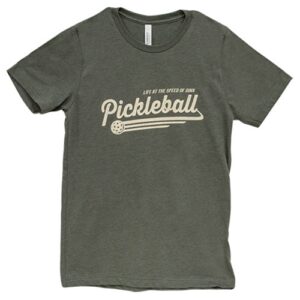 Life At the Speed of Pickleball T-Shirt - Heather Military Green - Large