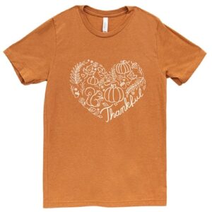 Thankful Pumpkin Heart T-Shirt - Heather Autumn - XL