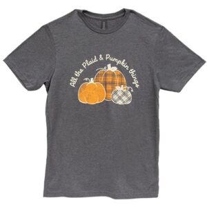 All the Plaid & Pumpkin Things T-Shirt - Heather Dark Gray - Large