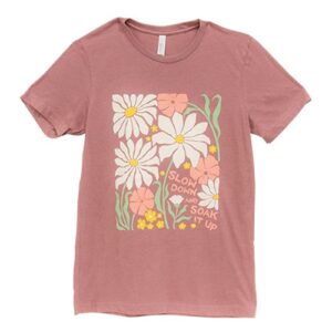 Slow Down and Soak It Up Floral T-Shirt - Heather Mauve - Large